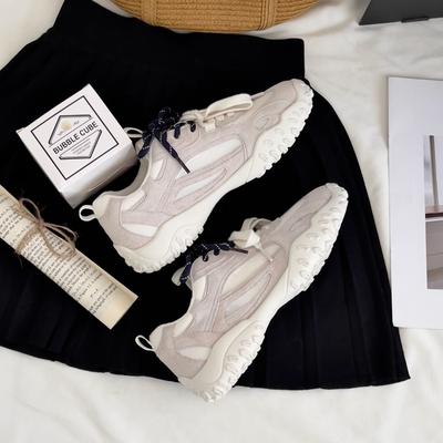 Grape Mother with the Same Classic Soft Baseplate Shoes Round Head Splicing Breathable Mesh German Training Shoes Casual Inner Height Increase