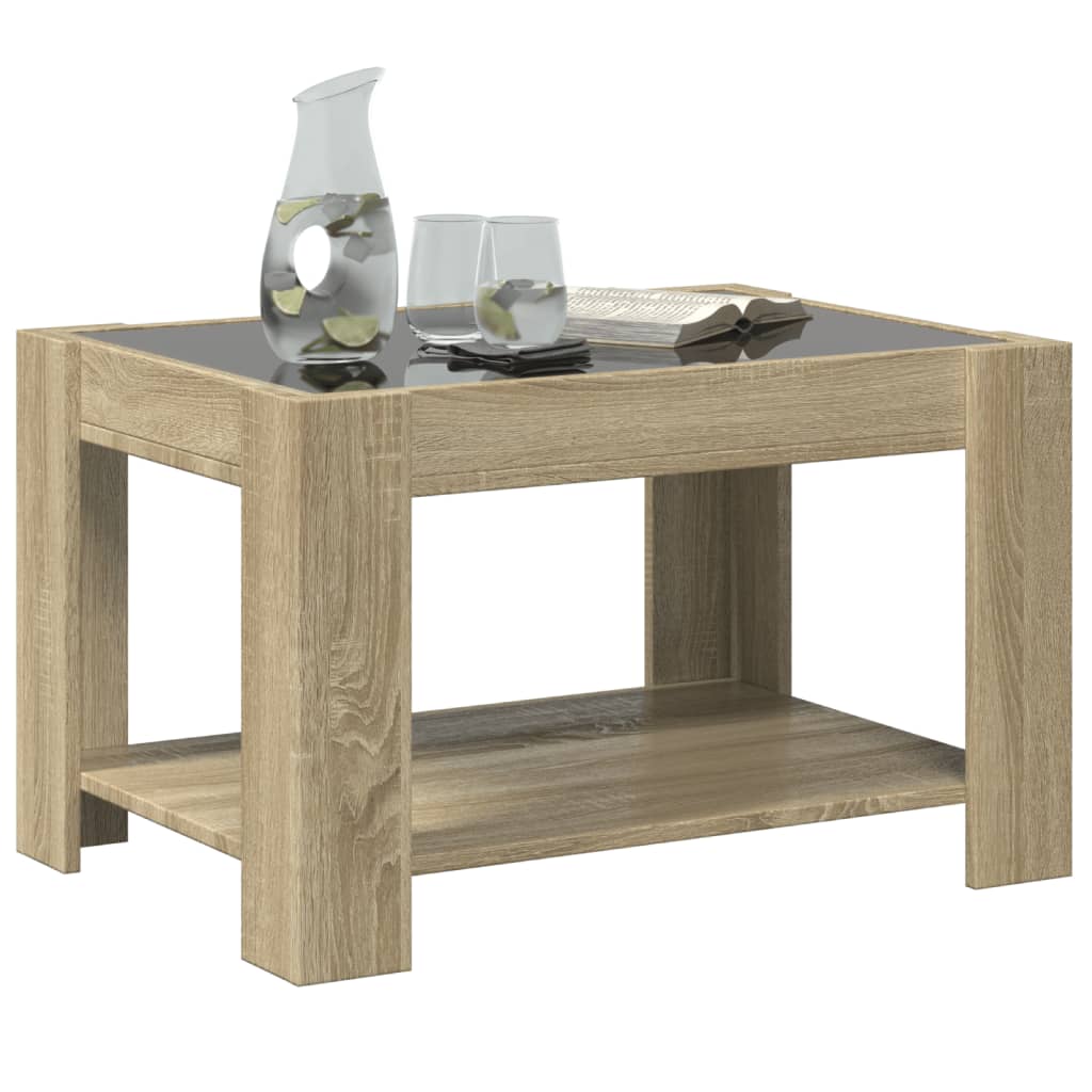 LED Coffee Table Sonoma Oak 73 x 53 x 45 cm Particleboard