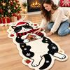 Christmas Theme Pattern Cartoon Doormat Carpet Soft Plush Faux Cashmere Rug  Bedroom