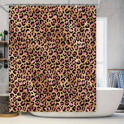 Pink Black Leopard Print Shower Curtain Bathroom Decor Waterproof Fabric Modern Home Accessories Available In Various Sizes