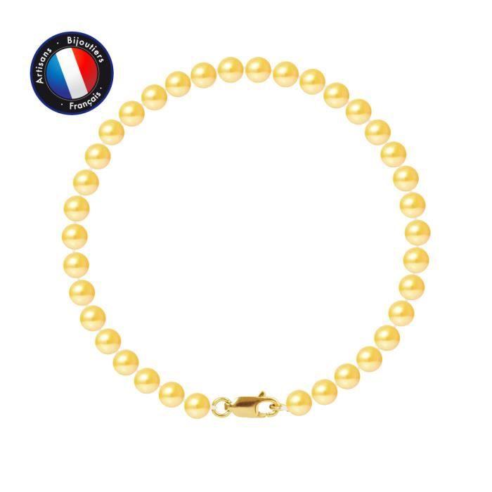 PERLINEA - Bracciale con autentiche perle coltivate dacqua dolce rotonde 5-6 mm Oro - Oro giallo - Gioielli da donna