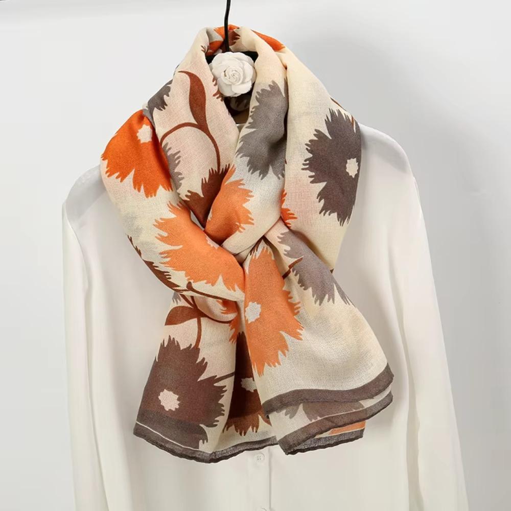 Elegant Floral Scarf Shawls Korean Style Shawl Wrap Fashion Luxury Silk Scarf  Travel