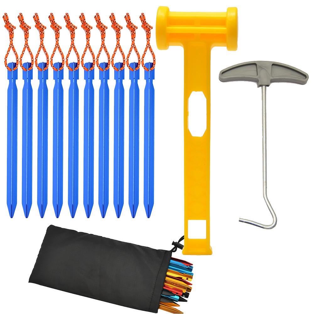 Ultra-light Aluminum Camping Tarp Set: Tent Stakes, Windproof Rope & Buckles, 18cm Triangular Ground Stakes
