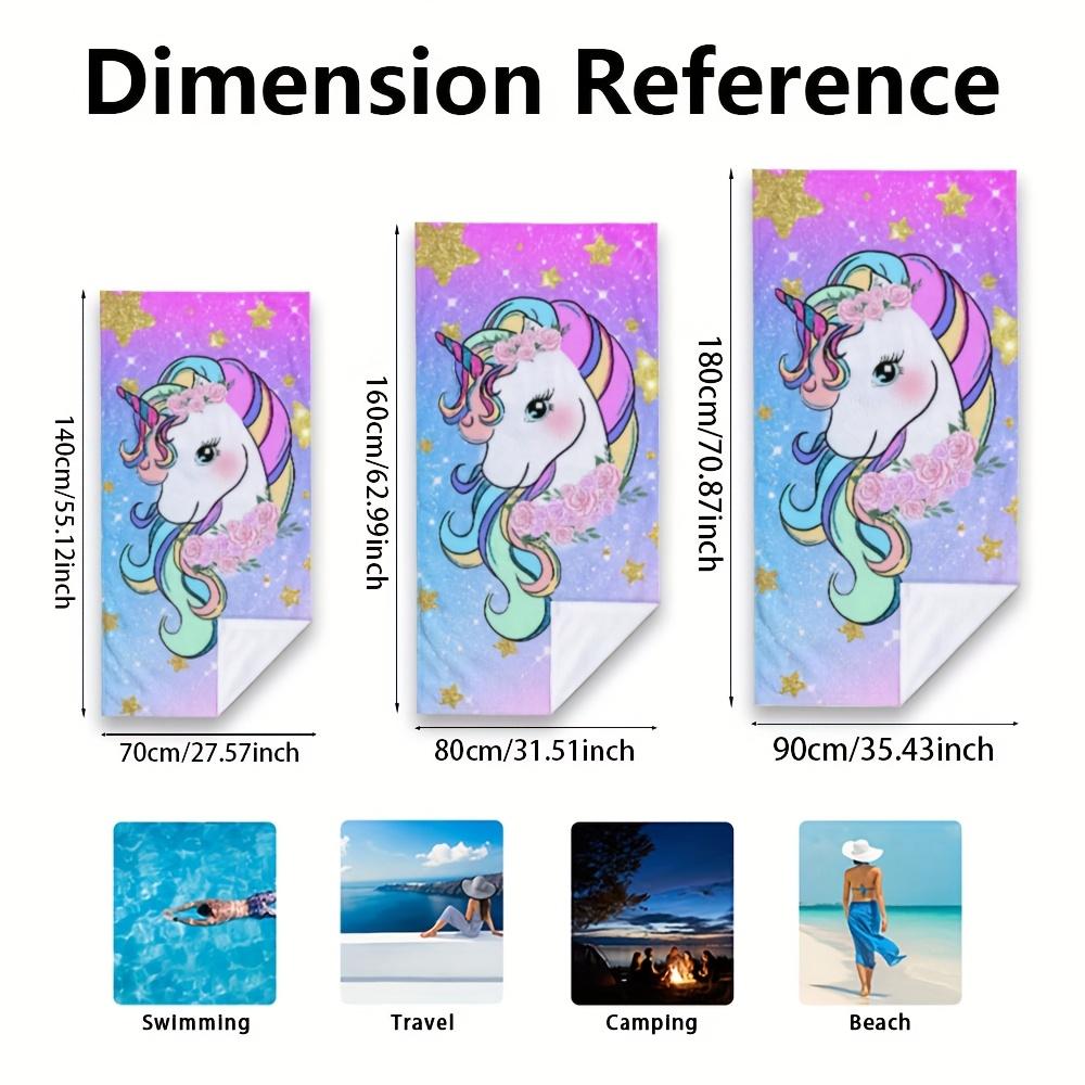 1pc Unicorn Print Beach Towel, Modern Microfiber Bath Towel, For Vacation, Travel, Bath, Swimming