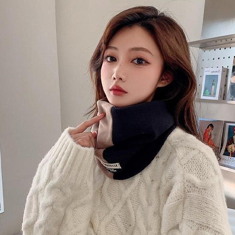 Winter Double-Layer Thick Warm Scarf Outdoor Cycling Men And Women Color Matching Cold-Proof Scarf