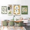 Retro Green Plant Flower Aesthetic Canvas Painting Posters and Prints Wall Art Picture For Living Room Decoration