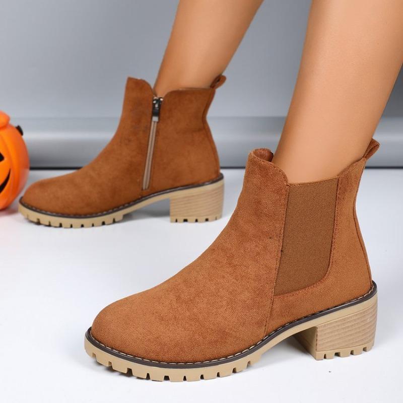 Low Cut Boots 2024 Autumn and Winter New Item, Side Zipper Casual Anti Slip and Wear-resistant Women's Shoes Platform