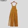 INCERUN Men Suspenders Corduroy Jumpsuit Overalls Strap Casual Loose Long Cargo Bib Pants