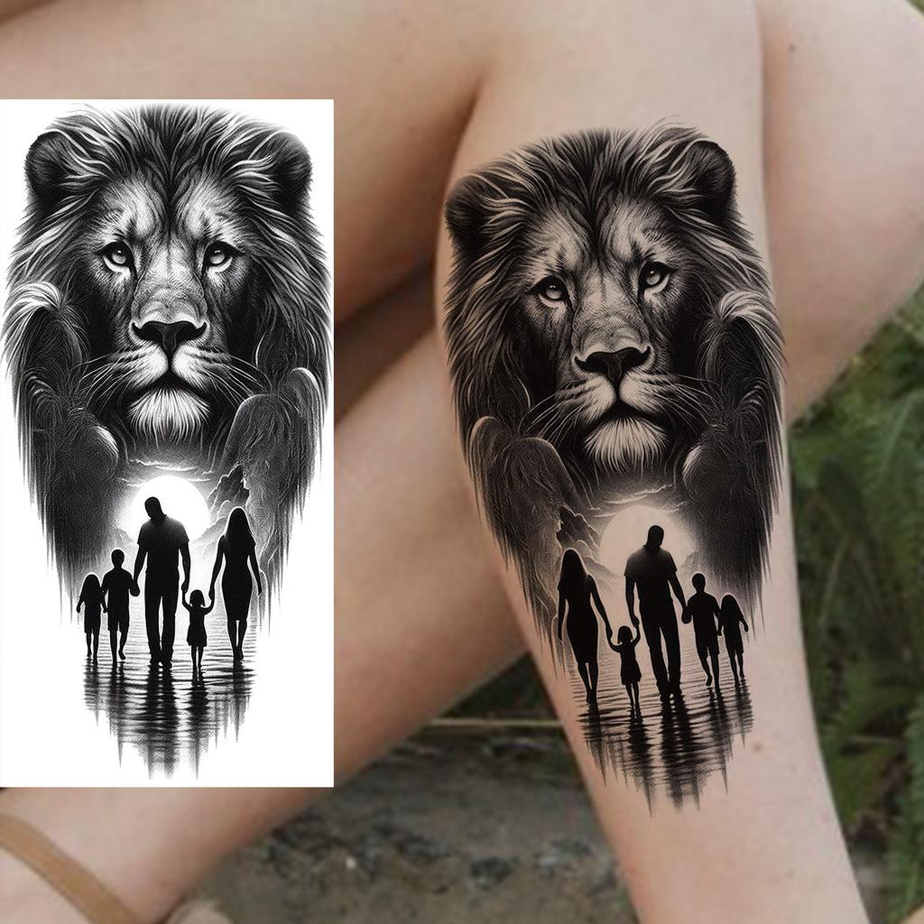 1 Sheet Fierce Tiger Lion Dragon Temporary Tattoos For Men Women Waterproof Wolf Skull Tatoos Long Lasting  Fake Tattoo Stickers