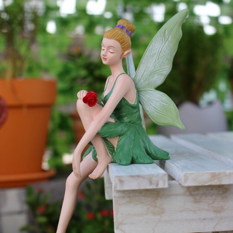Butterfly Flower Fairy Statue, Resin Garden Fairy Ornament, Outdoor Courtyard Terrace Landscape Decoration
