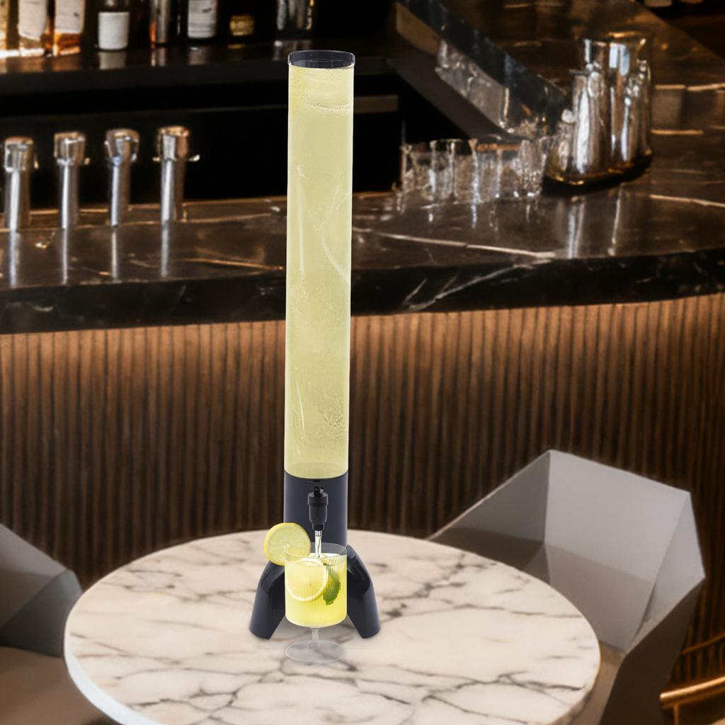 3L Beer Tower Dispenser W/ Ice Tube, Clear & Black Liquor Dispenser for Parties, Bars, Home Use - 100oz Capacity, 32.28in Height