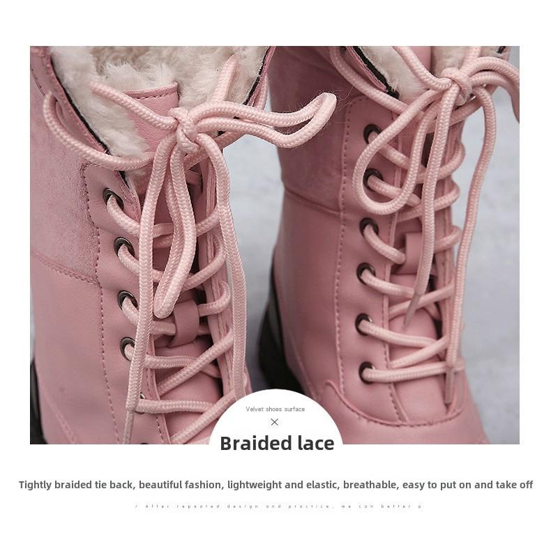 Women's Winter Snow Boots: Velvet-Lined, High-Top, Trendy, Warm Outdoor Footwear.