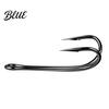 Durable Fishing Hook 50Pcs Classic Double Hooks High Carbon Steel Barbed Frog Sharp Open Shank Bait Hooks for Freshwater Saltwater