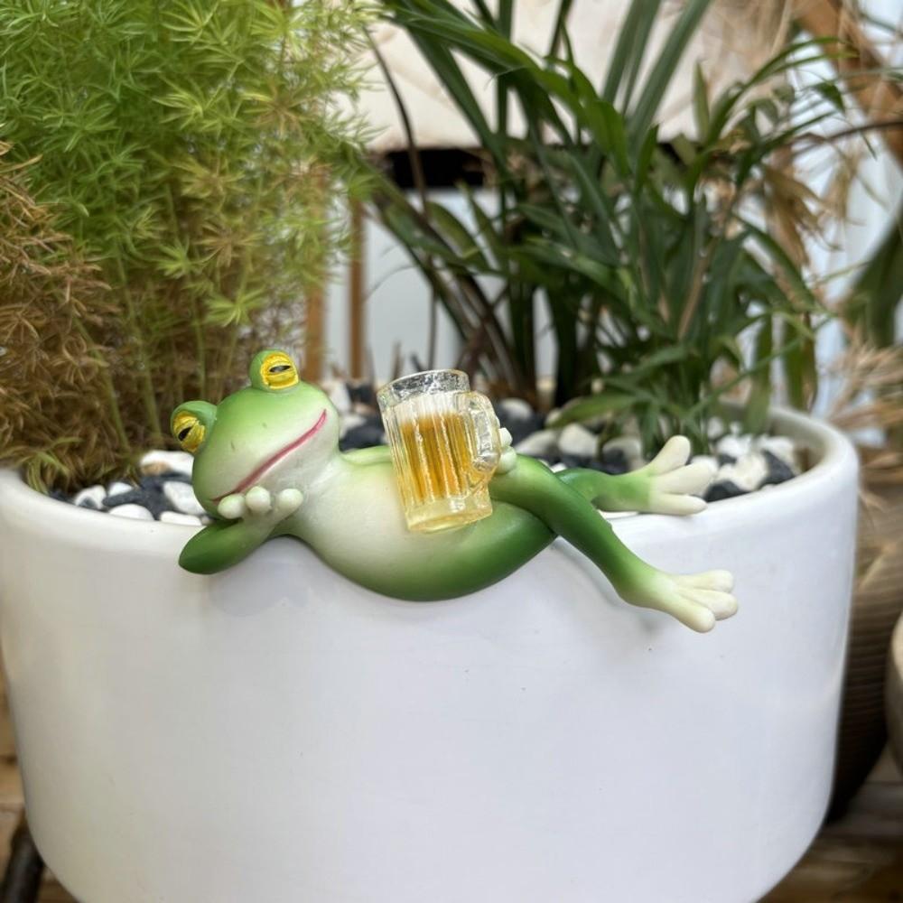 Hanging Flower Pot Edge Frog Decorative Ornaments Resin Simulation Animal Ornament