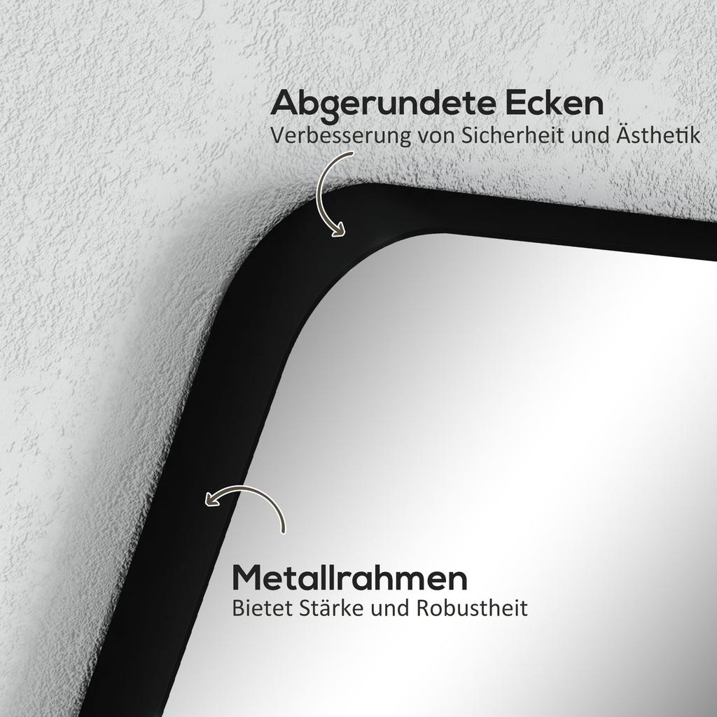 70 x 50cm Curved Bathroom Mirror - Black