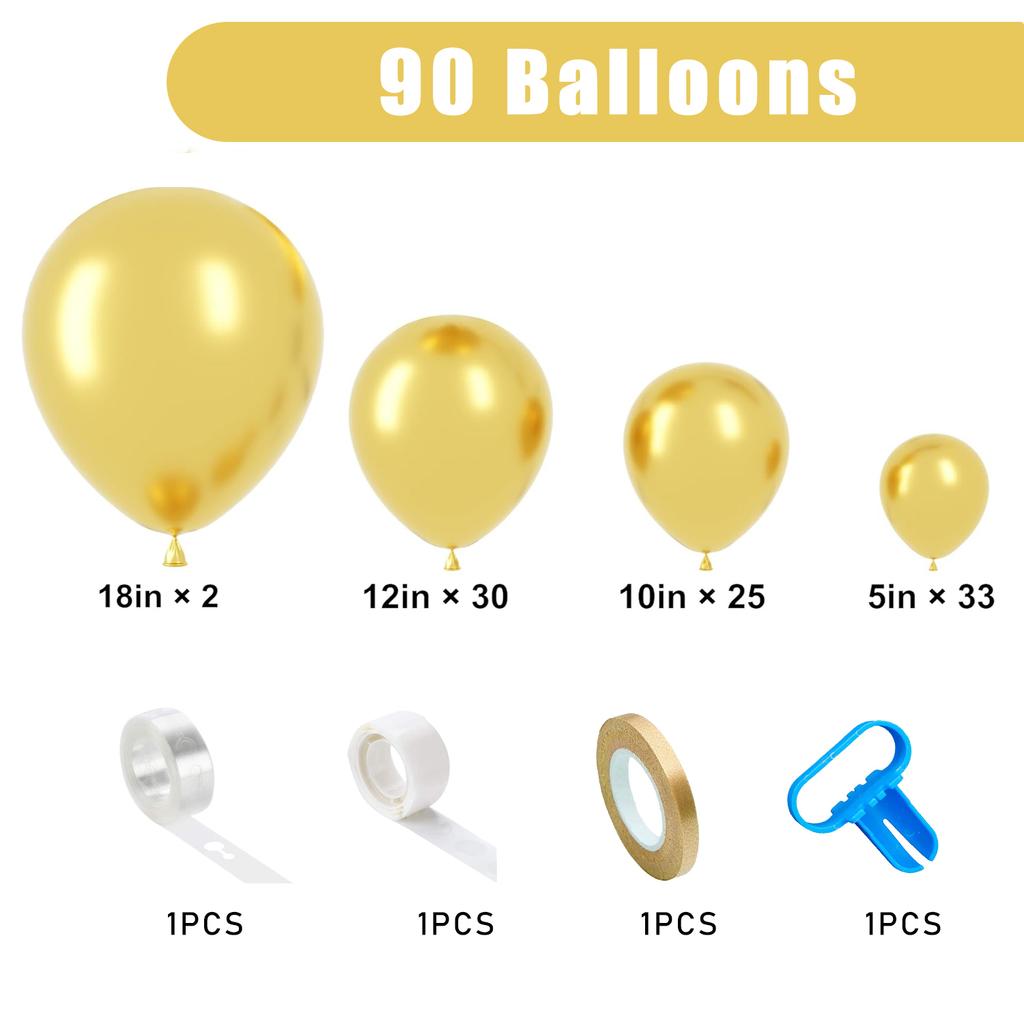 90PCS multi-color latex balloon set suitable for birthday parties, weddings, Valentine's Day party decoration