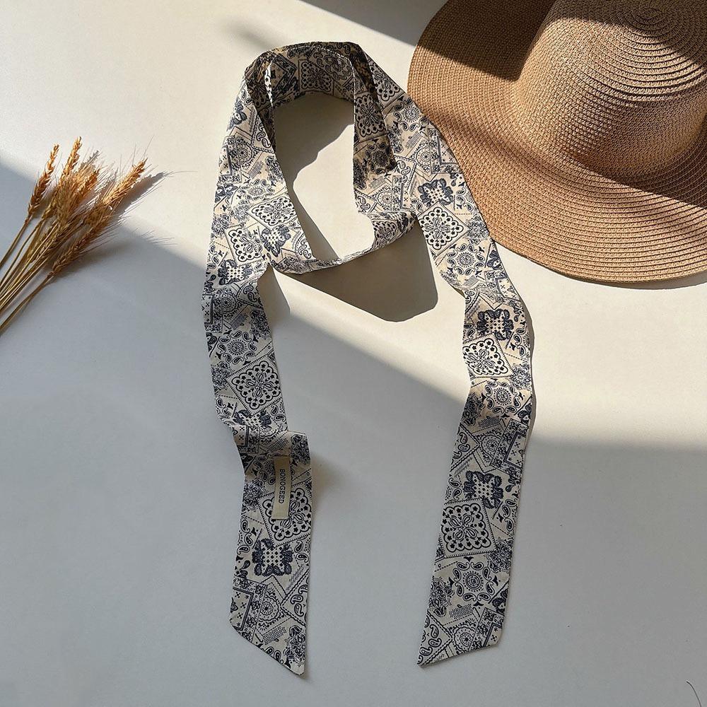 Flower Field Oil Painting Scarf Cotton Extended Long Ribbon Neckerchief Scarf Headband  Women