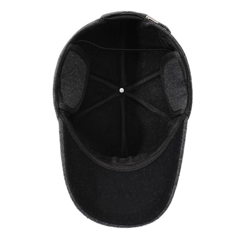 Hat Men's Winter Middle-Aged and Elderly Warm Woolen Baseball Cap Autumn Father Ear Protection Cap