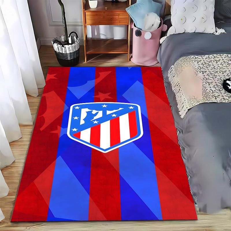 "Red and Blue Striped Carpet with Shield Emblem for Home Decor" Suitable for use as an anti-slip for living room bedroom sofas