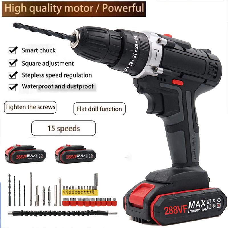 Cordless Drill Set Electric Screwdriver Mini Wireless Power Driver W/ Battery Charger Variable Speed DIY Power Tools