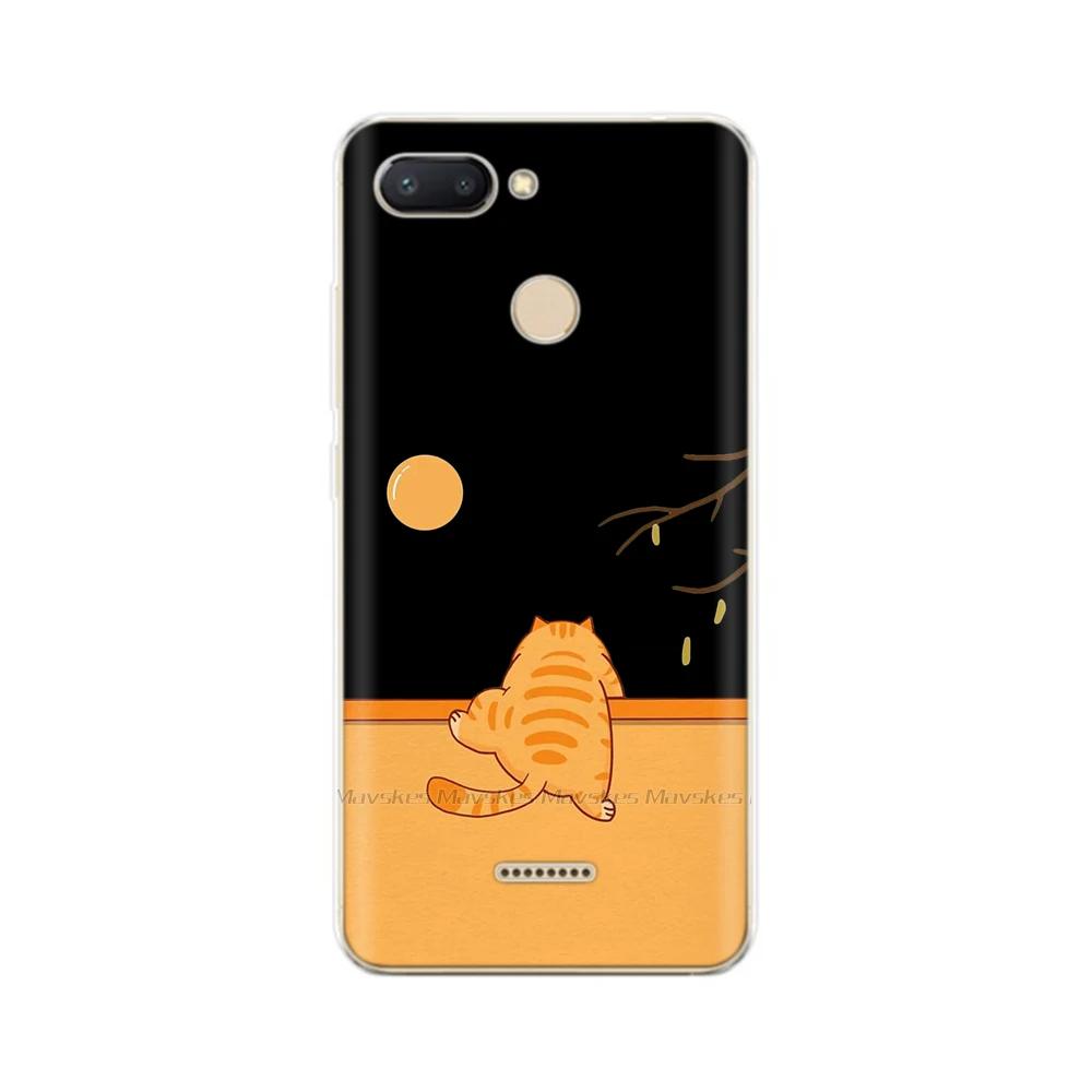 For Redmi 6 Phone Cover Transparent Silicone TPU Protective Cats Flower Print Covers Case For Xiaomi Redmi 6 6A Redmi6 Funda