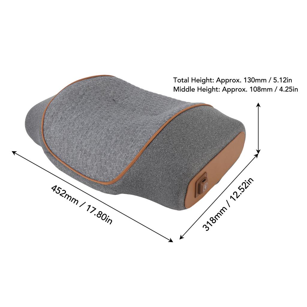 Heated Neck Pillow Gray USB Powered 3 Heating Levels Memory Foam Ergonomic Neck Support Pillow