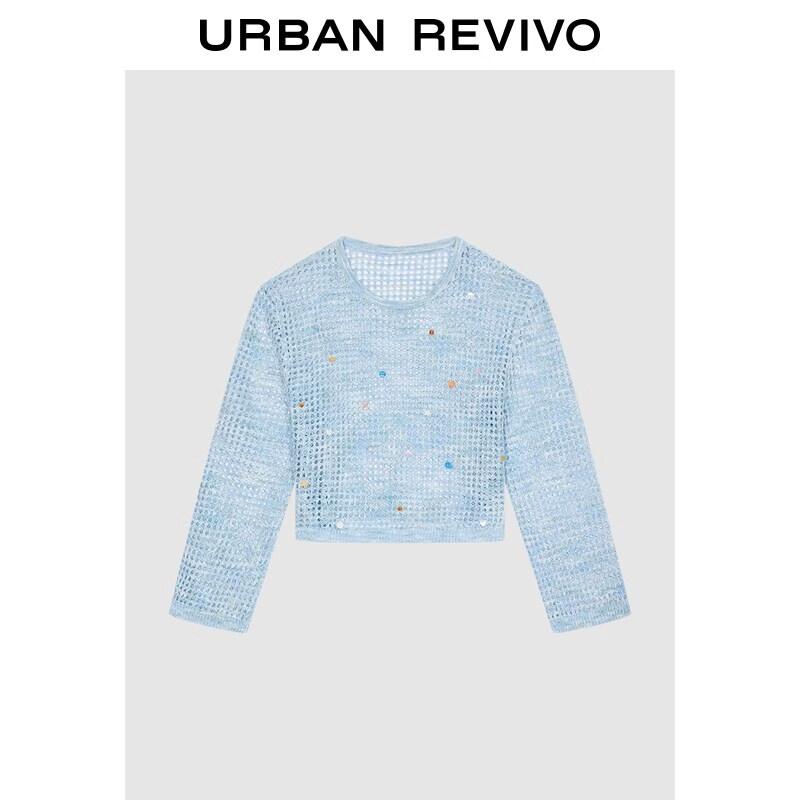 UR2026 Women s Hollow-Out Long Sleeve Knit Top S