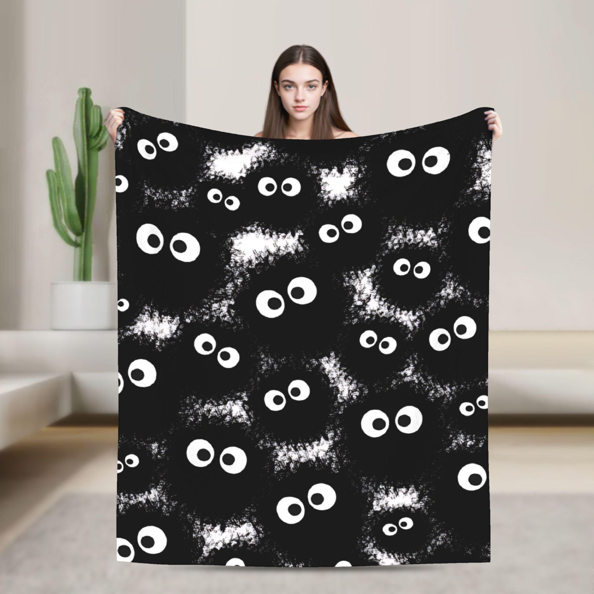 

Susuwatari Soot Sprites Blanket Soft Warm Novelty Plush Throw Blanket For Kids Bedroom Flannel Bedspread Bed Cover 75x90cm