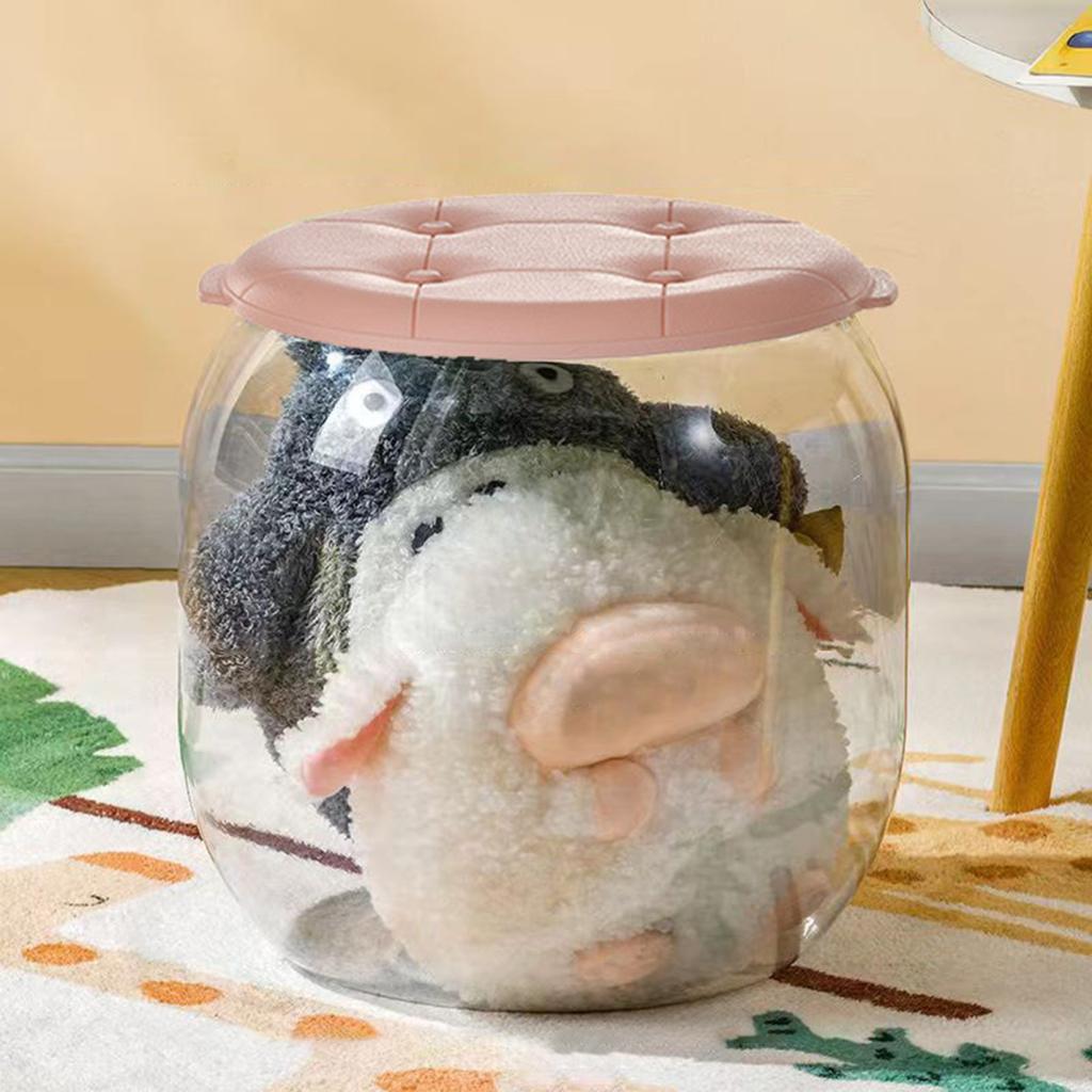 Storage Box Stuffed Animal Organizer Large Capacity Transparent Design Dustproof Stuffed Animal Doll Display Bucket with Lid