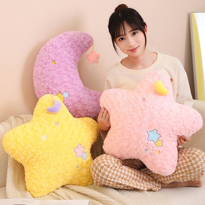 Cute Star And Moon Plush Pillow For Kids Soft And Fluffy Stuffed Toy For Home Decor And Birthday Gifts From Diman