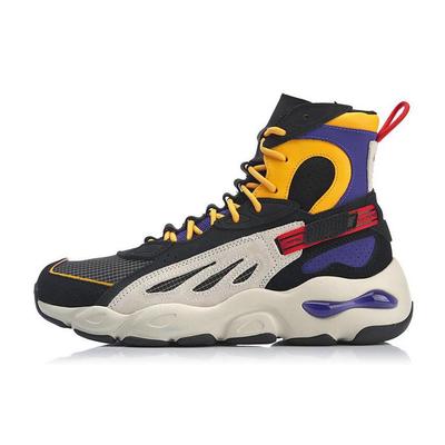 Li Ning Butterfly Comfortable Non Slip Lightweight High Top Chunky Sneakers Men's Black AGLN275-1