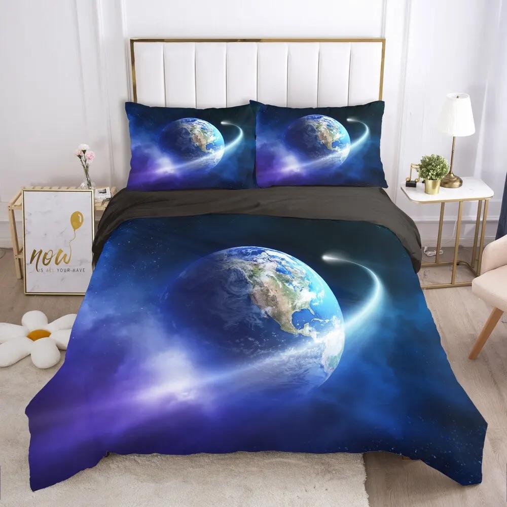 Planetary Soft Duvet Cover Set for Adult Peoples,Tens,Premium 3D Printed Mysterious Earth Planetary Beding Sets Warm Comforter Cover Ful Sized