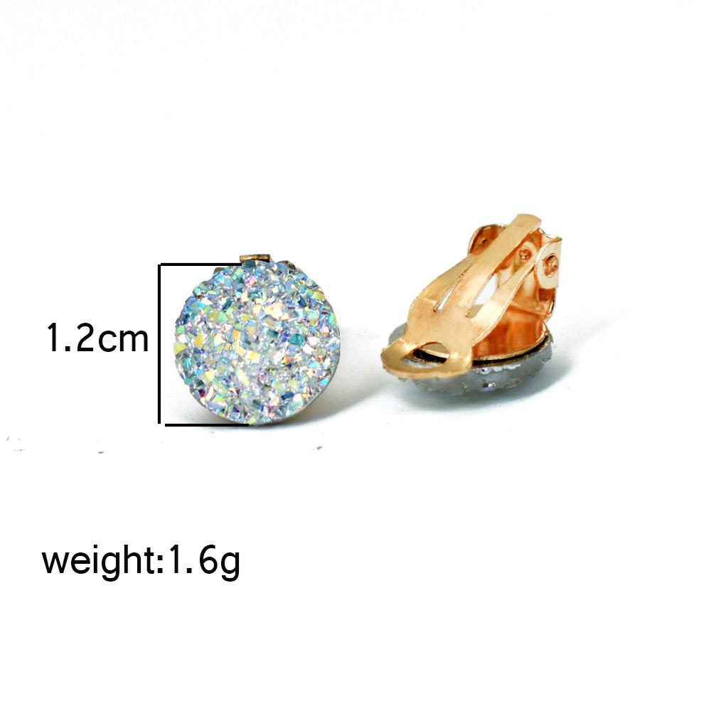 Female Jewelry Non Pierced Gold Ear Clip White Green Round Resin Cuff Earrings For Women Bijoux Femme