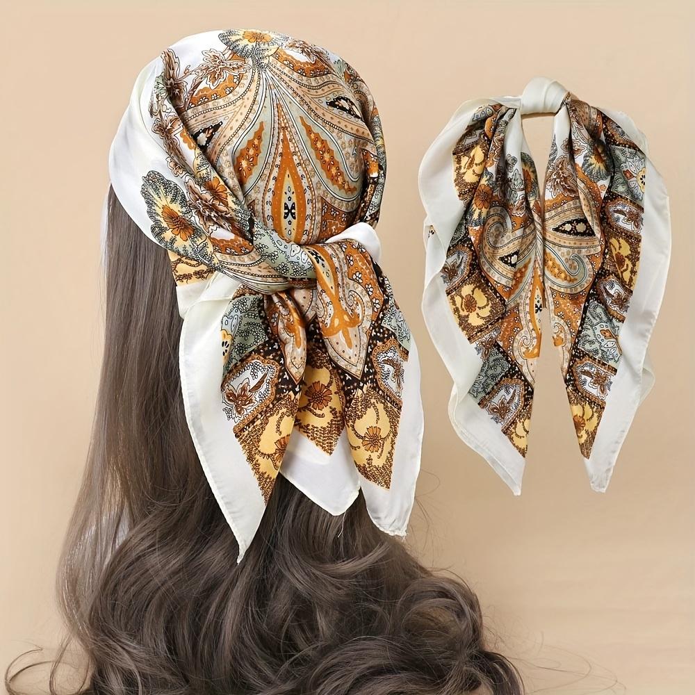 

New Paisley Square Scarf Multicolor Print Lightweight Breathable Headband Neck Scarf Hair Accessory Hijab Shawl 90X90CM 90x90CM