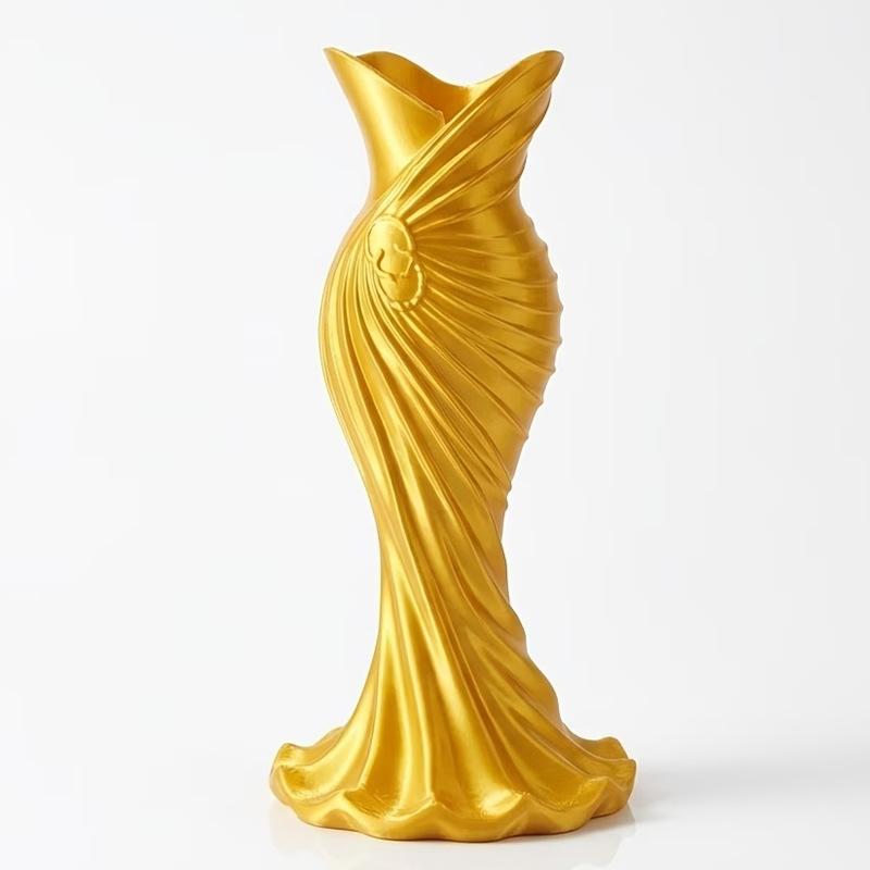 Elegant Dress Shaped Vase Decorative Sculpture Resin Material Modern Artistic Home Tabletop Ornament One Size