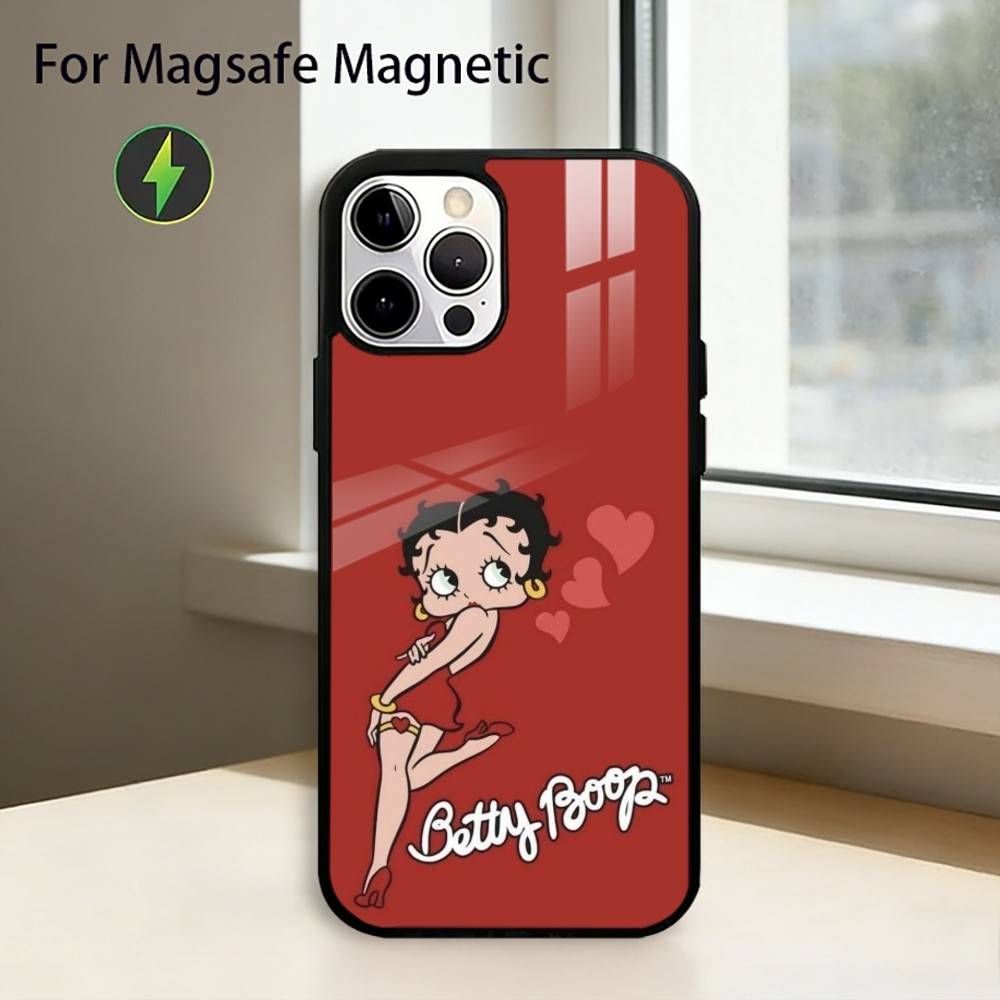Retro Cartoon B-Betty B-Boop Phone Case For iPhone17,16,15,14,13,12,11 Plus,Pro Magnetic For Magsafe Wireless Charging iPhone17Promax