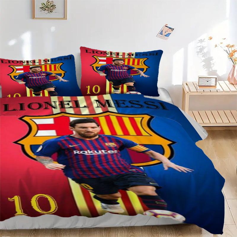 Messi'S Barcelona Legacy Print 3Pcs Bedding Setduvet Cover With 2 Bedropillowcase Home Birthday Gift
