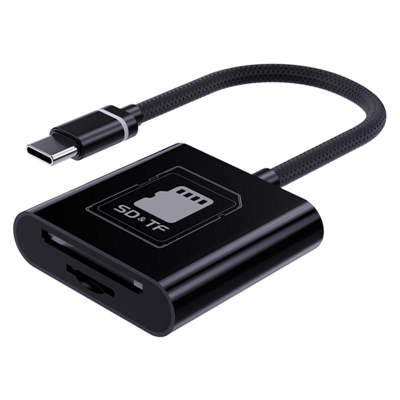 

Type-C 2 in 1 Card Reader for TF/SD Cards Support Up to 2TB Compatible with Windows/MAC OS/Linux/Android A