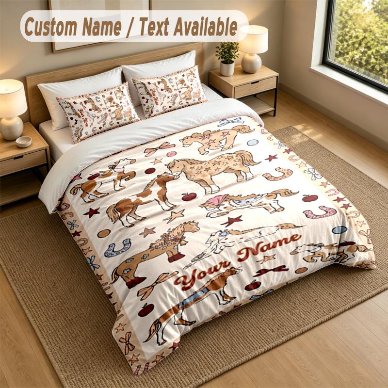 Decorative Artwork Theme Personalized 3Pcs Bedding Set Custom Text & Name 1 Sheet 2 Pillowcases Household Bedding 1pc