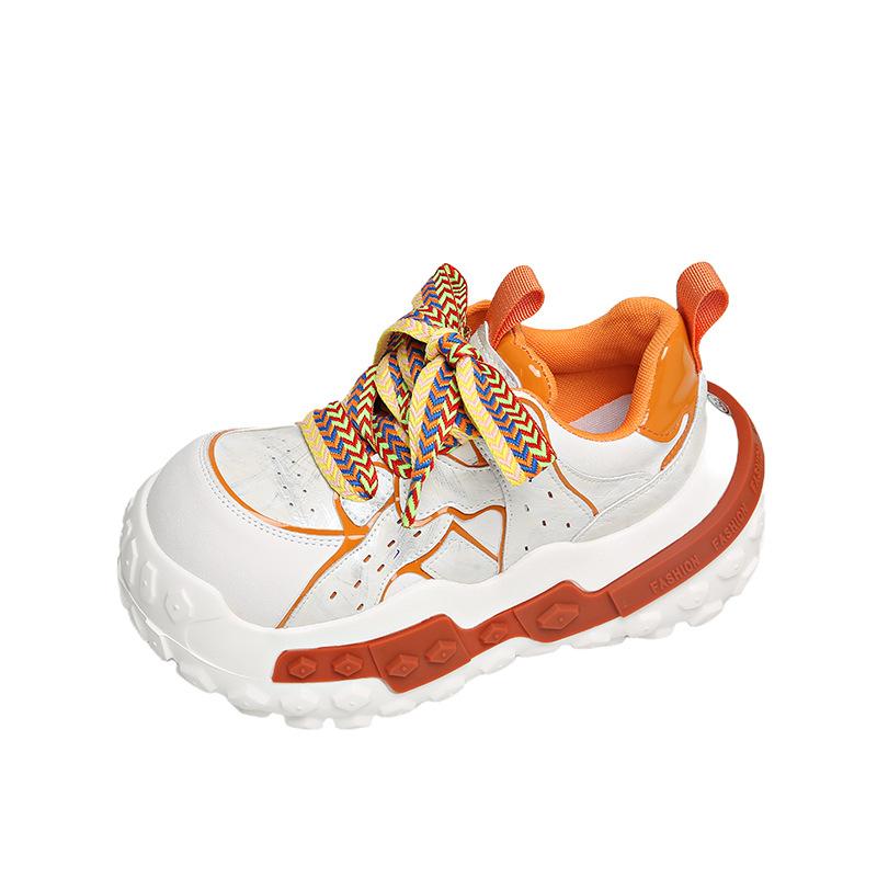 Spring new contrasting color platform dad shoes women's casual sports shoes platform muffin shoes versatile outdoor trendy shoes