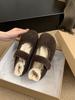 New Fluffy Shoes for Women's Outer Wear 2 Winter Shallow Mouth Warm and Velvet Word Mary