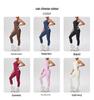 European & American Solid Color One-Shoulder Sports Vest & High-Waisted Pocket Yoga Pants Fitness Set for Women