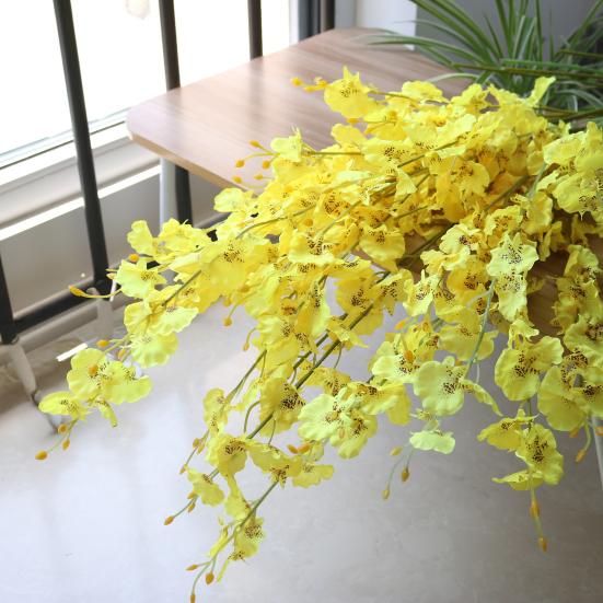 Faux Silk Oncidium Orchid Realistic Fake Dancing-Doll Orchids with Bendable Stems Maintenance-Free Artificial Flowers for Vase Home Party Wedding