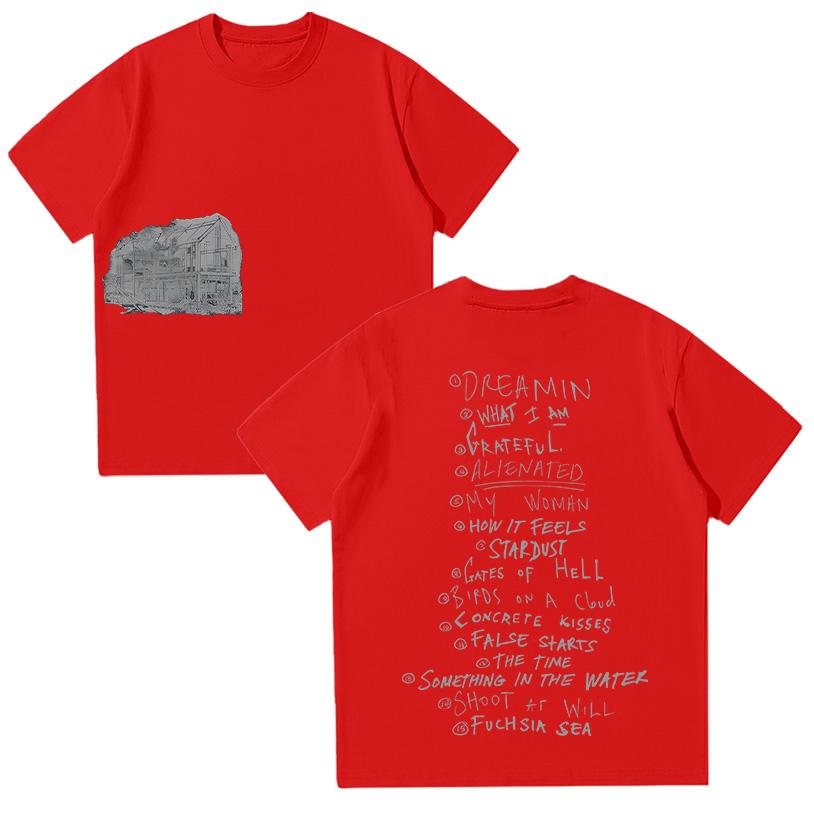 

Футболка Zayn Malik Комната под лестницей Треклист Футболка Женская и мужская одежда Короткий рукав Круглый вырез Принт Хлопковая одежда XXL красный