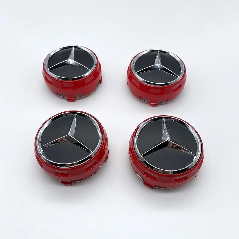 

Car Sticker New 4pcs 75mm Black Red Raised Car Styling Wheel Center Cap Hub Covers Badge For Mercedes Benz AMG A0004000900 Car A червоний