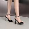 Cozy Silk Peep Toe Thin Heels Sandals Women Fashion Pearl Designer Shoes Ankle Strap Sandalias