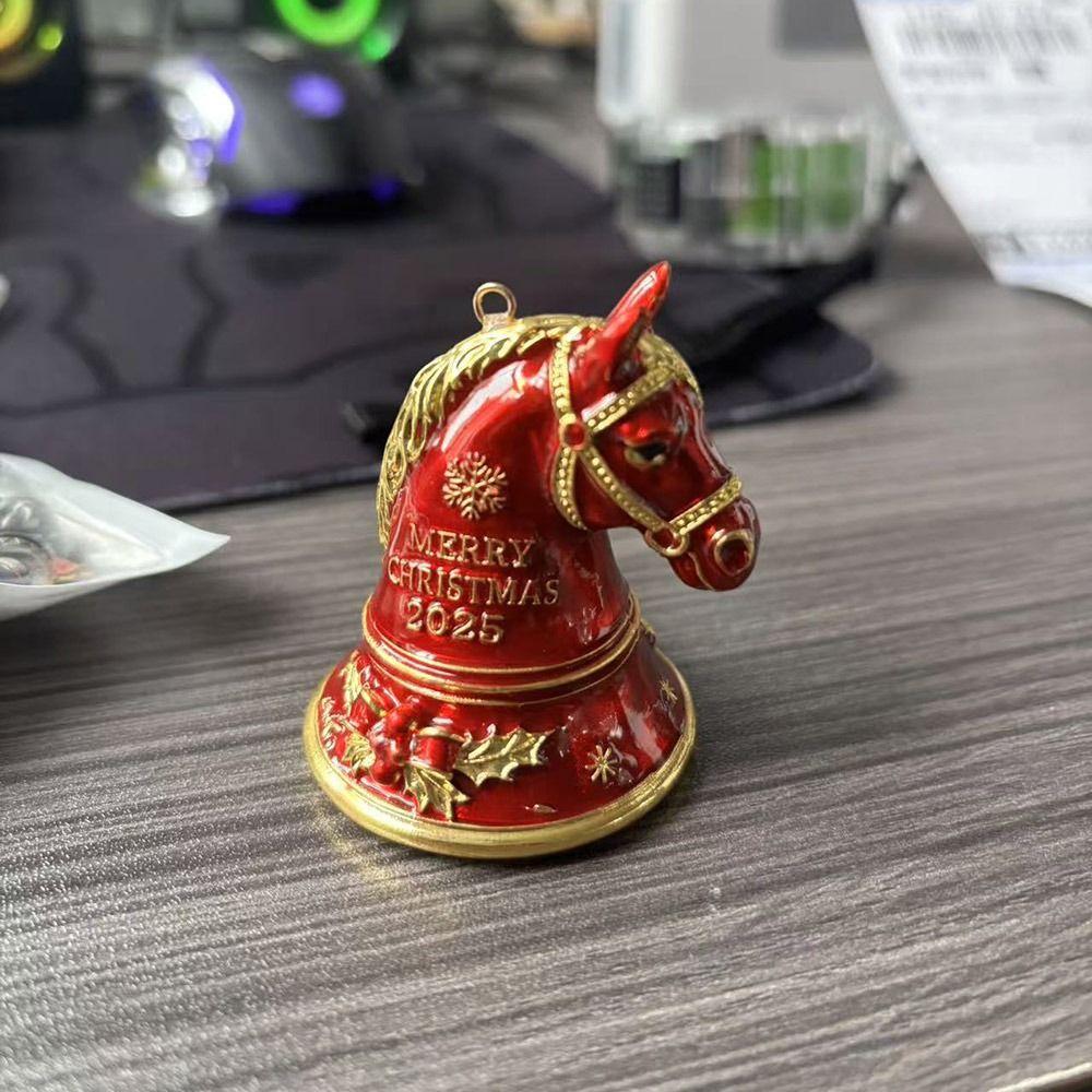 Gifts Handmade Horse Bell Ornament Alloy Red Christmas Hanging Pendant Xmas Tree Hanging Ornament Christmas Decoration