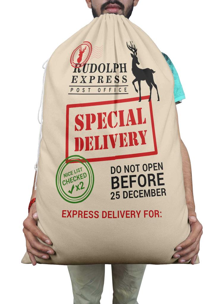 Printtoo 2 Pcs Santa Gift Sack for Kids Xmas Bag Christmas Sack Personalized Bags Large 27x20 Inch