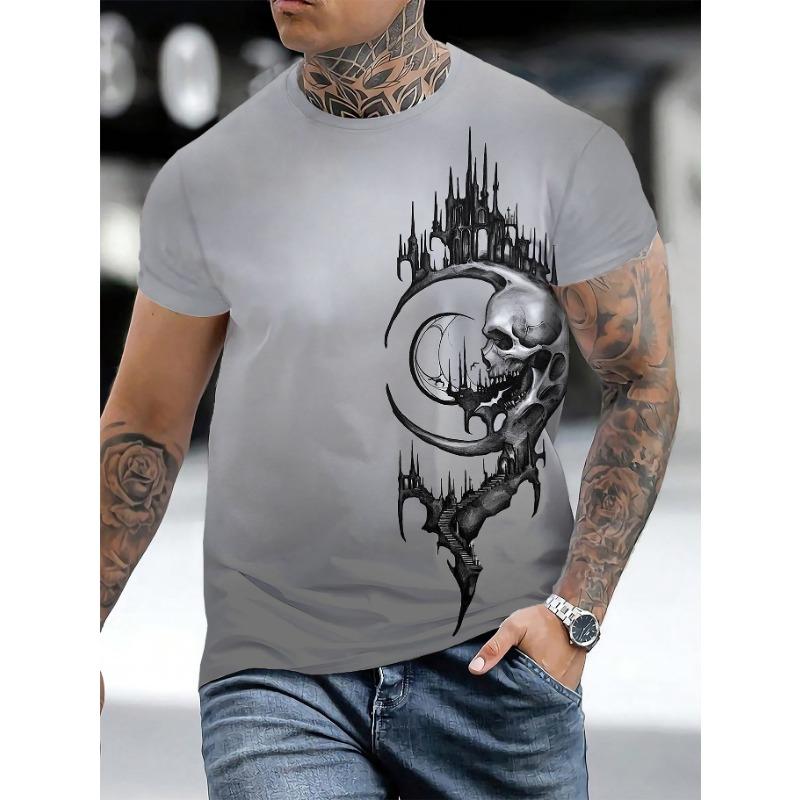 Letní tričko s krátkým rukávem a kulatým výstřihem s 3D digitálním potiskem Pánské