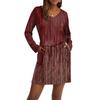 Women's Fashionable V-neck Long Sleeved Drawstring With Pocket Halloween Printed Casual Dress